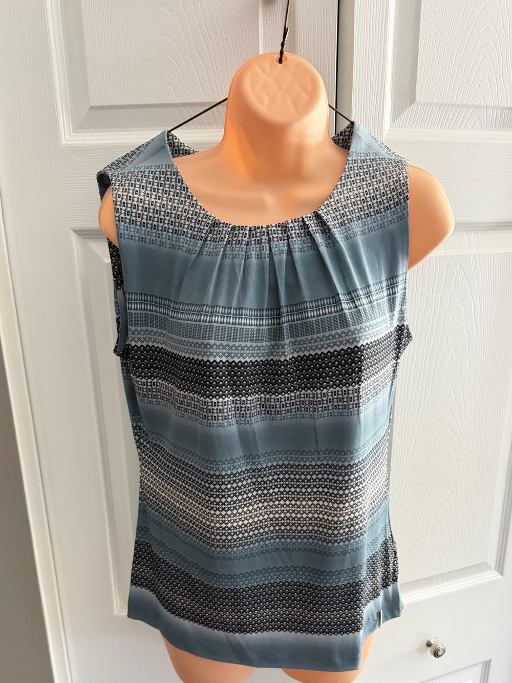 Calvin Klein Blue and Black Striped Sleeveless Camisole